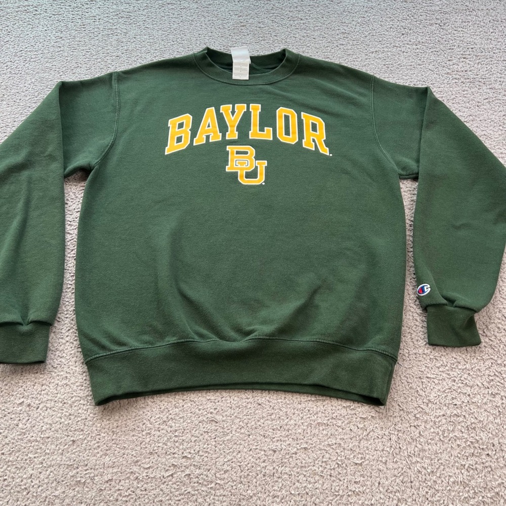 Champion Baylor University Bears Crewneck Sweatshirt Green Mens Medium BU Logo